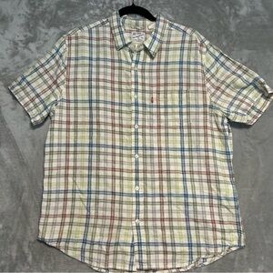 Levi’s Sunset One Pocket Linen Blend Short Sleeve Shirt Men’s Large Plaid